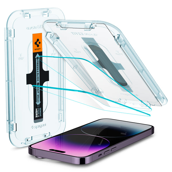 Protector de pantalla Spigen iPhone 14 Pro Max / 14 Pro – GLAS.tR EZ Fit | Sensor protegido